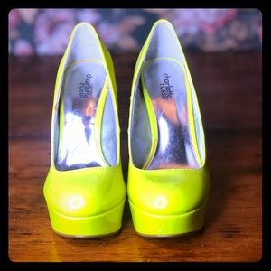 Neon yellow stilettos